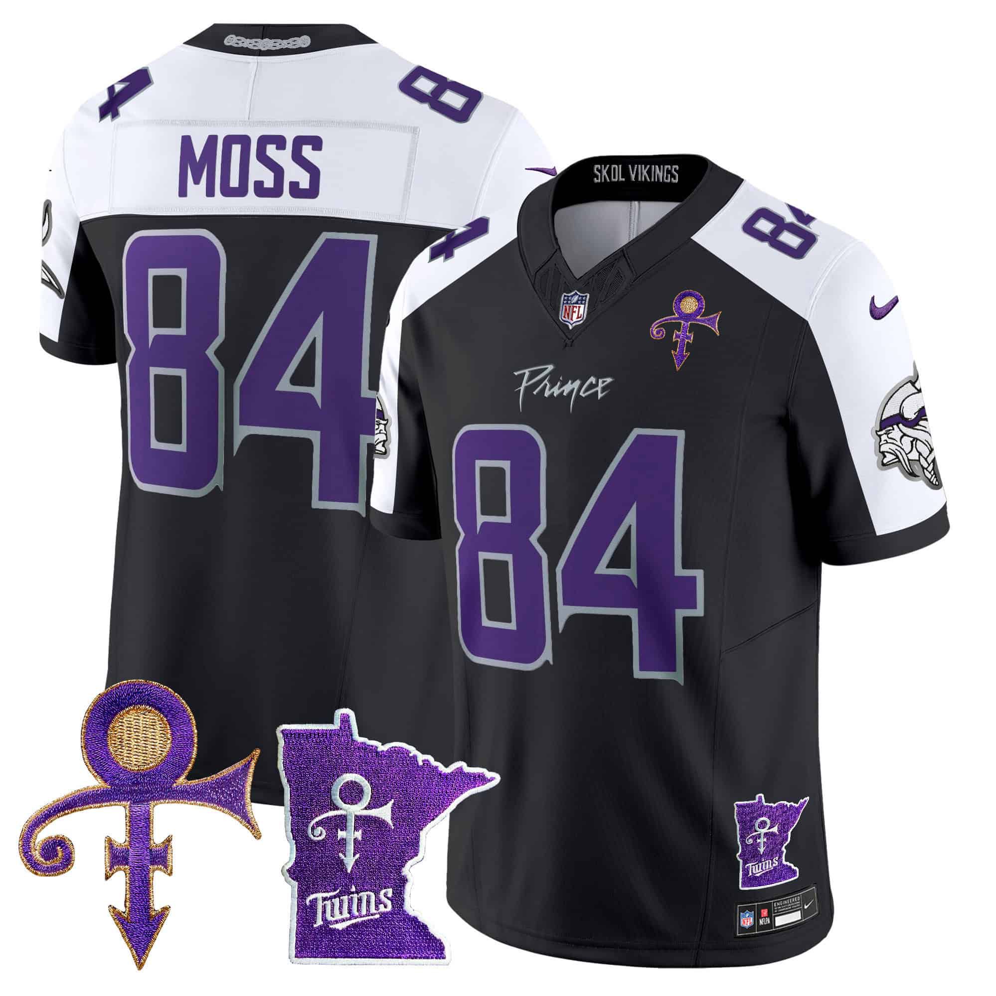 Men Minnesota Vikings #84 Moss Black 2024 Nike Prince Vapor Limited NFL Jersey
